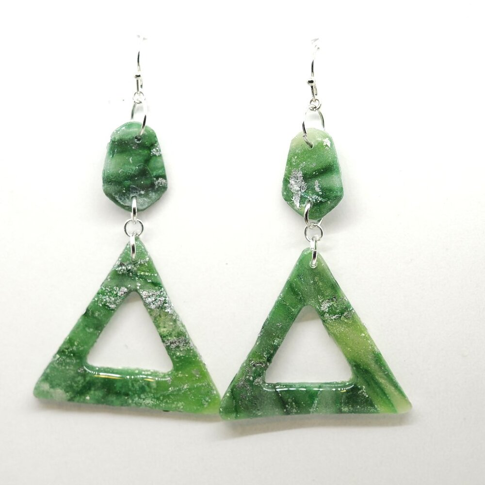Silver Greens Earrings